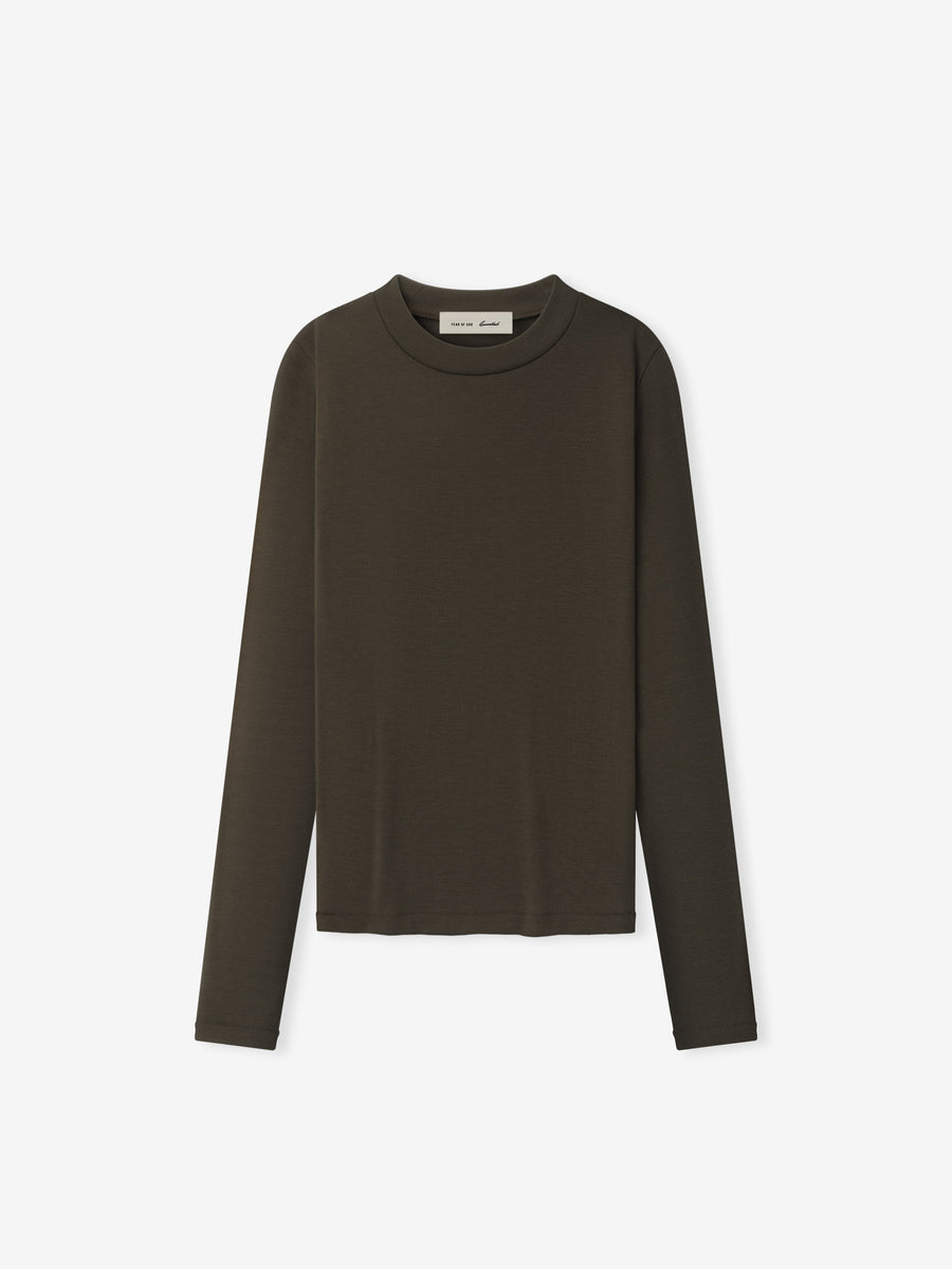 Womens Rib Fitted Long Sleeve Tee