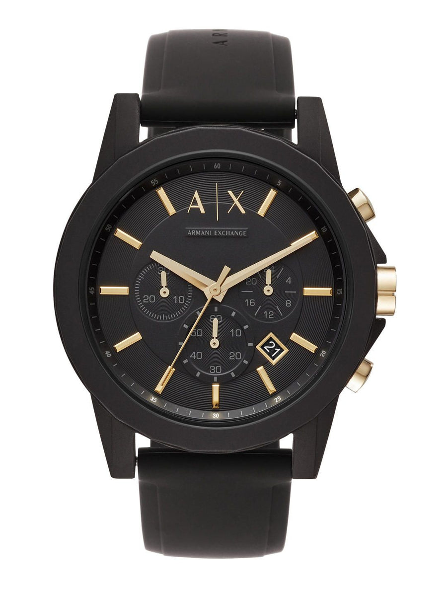 Armani Exchange Men Black & Gold-Toned Analogue Watch