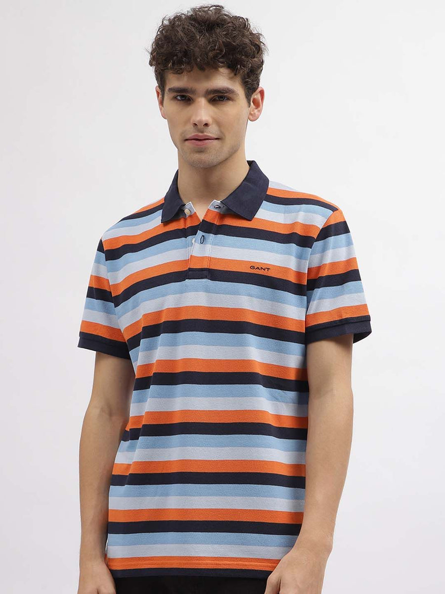 GANT Striped Polo Collar Cotton T-shirt
