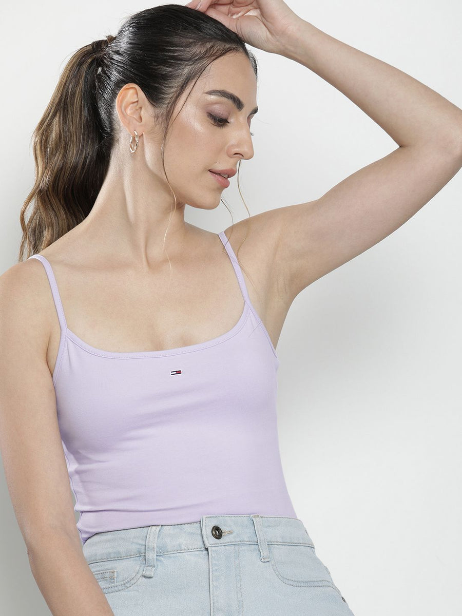 Tommy Hilfiger Solid Sleeveless Crop Top