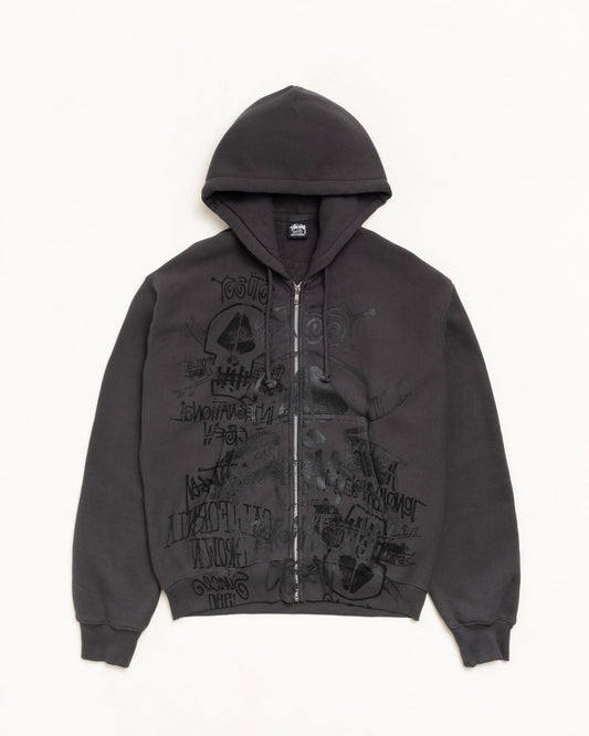 SKULLS ZIP HOODIE PIGMENT DYED