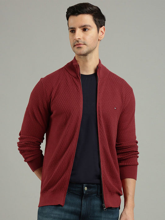 Tommy Hilfiger Self Design Open-Knit Pure Cotton Cardigan Sweater