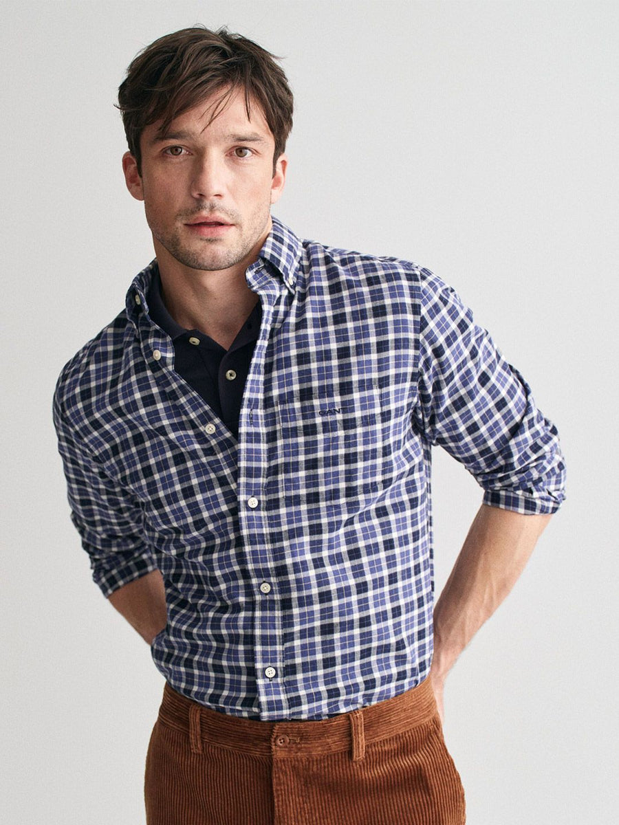 GANT Men Button-Down Collar Tartan Checked Cotton Casual Shirt