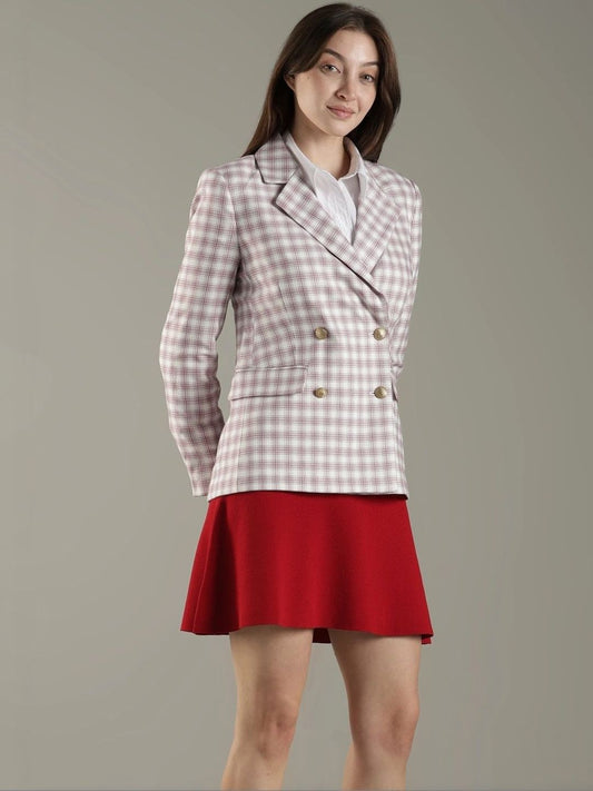 Tommy Hilfiger Checked Double-Breasted Blazer