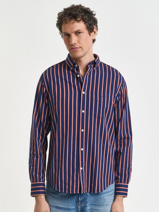 GANT Men Vertical Striped Button-Down Collar Pure Cotton Casual Shirt