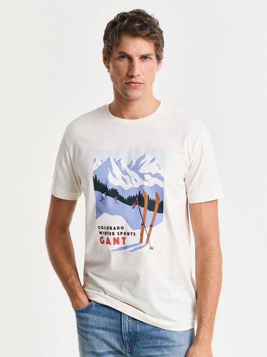 GANT Men Typography Printed Applique T-shirt