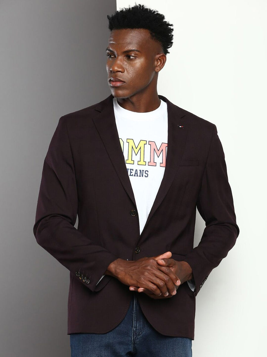 Tommy Hilfiger Men Notched Lapel Single-Breasted Casual Blazer