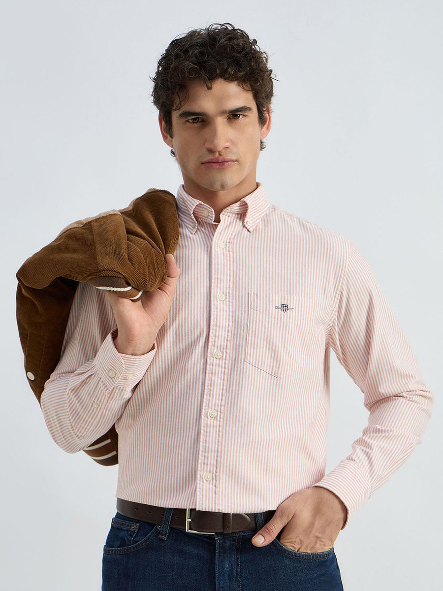 GANT Classic Vertical Striped Button-Down Collar Oxford Cotton Casual Shirt