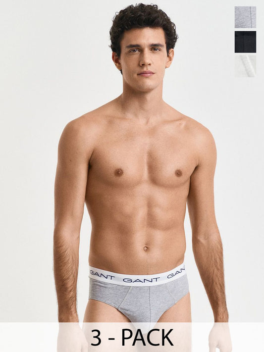 GANT Men Pack Of 3 Basic Solid Mid Rise Briefs