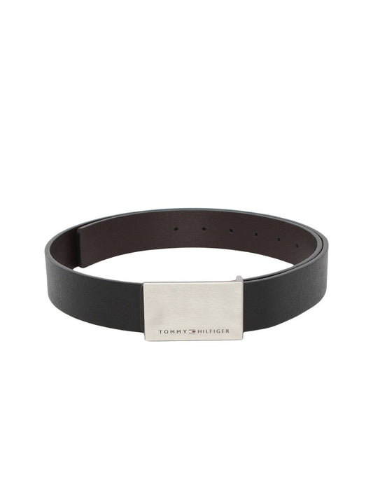 Tommy Hilfiger Unisex Black & Brown Textured Reversible Leather Belt