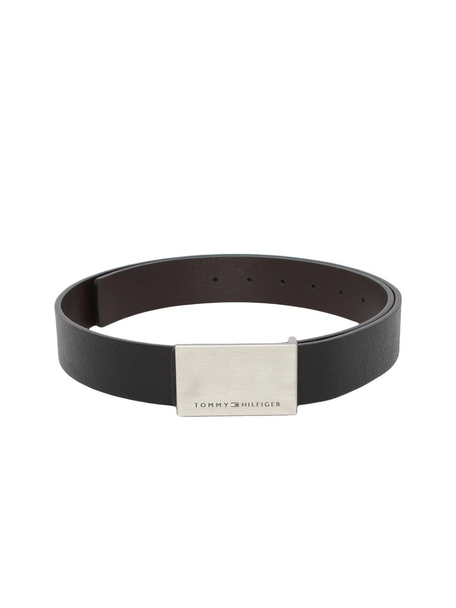 Tommy Hilfiger Unisex Black & Brown Textured Reversible Leather Belt