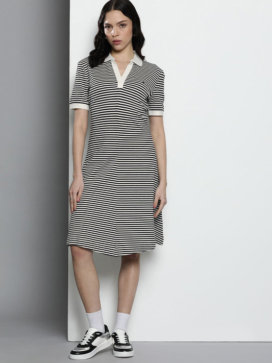 Tommy Hilfiger Polo Collar Striped T-shirt Dress