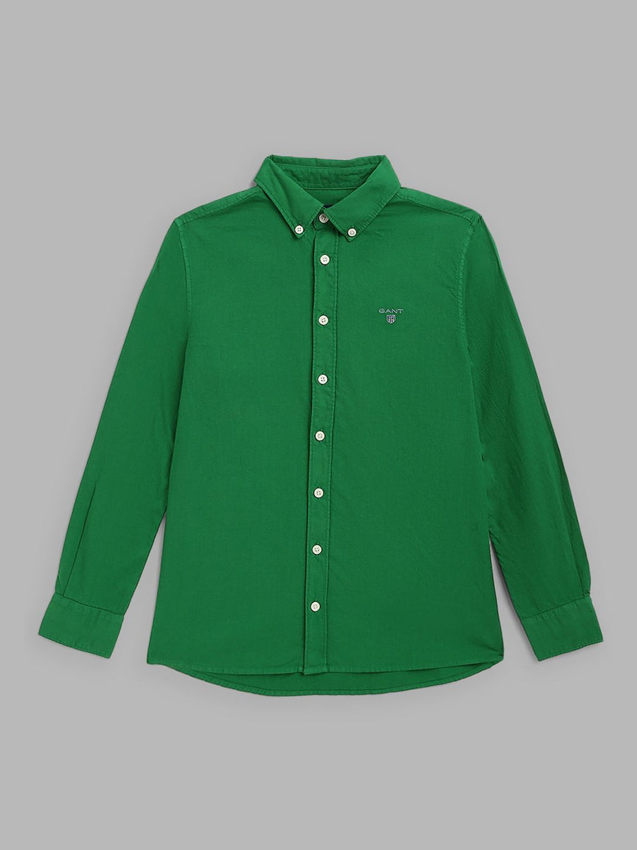 GANT Boys Green Slim Fit Opaque Casual Shirt
