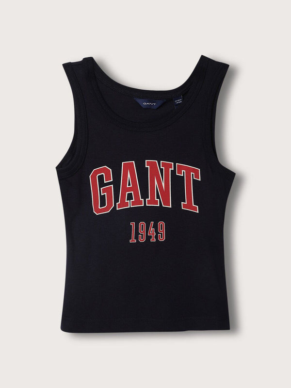 GANT Boys Typography Printed Sleeveless Organic Cotton Slim Fit T-shirt