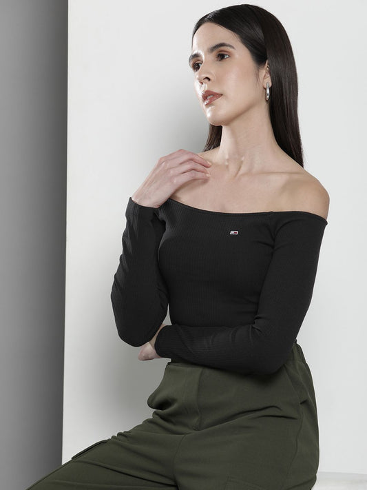 Tommy Hilfiger Solid Off-Shoulder Regular Top