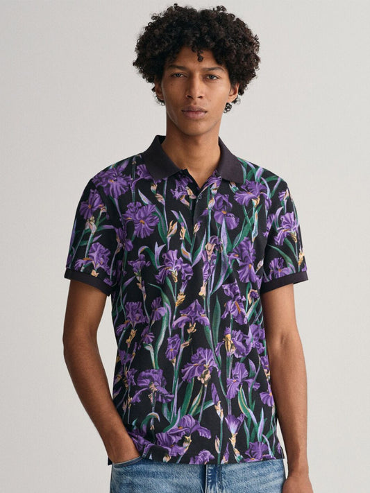 GANT Floral Printed Polo Collar Short Sleeves Pure Cotton T-shirt