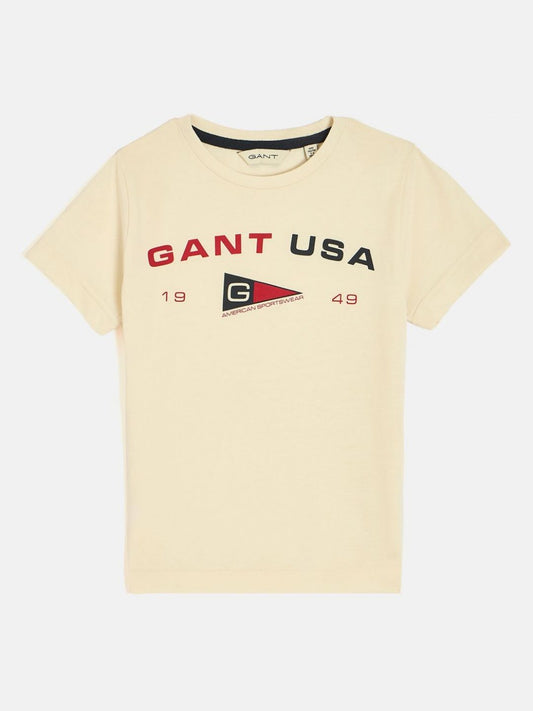 GANT Boys Typography Printed Round Neck Cotton T-shirt
