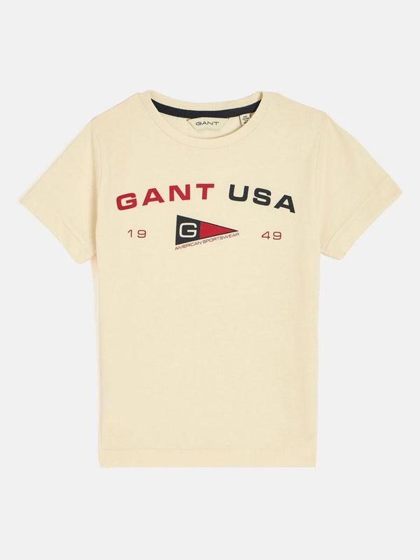 GANT Boys Typography Printed Round Neck Cotton T-shirt