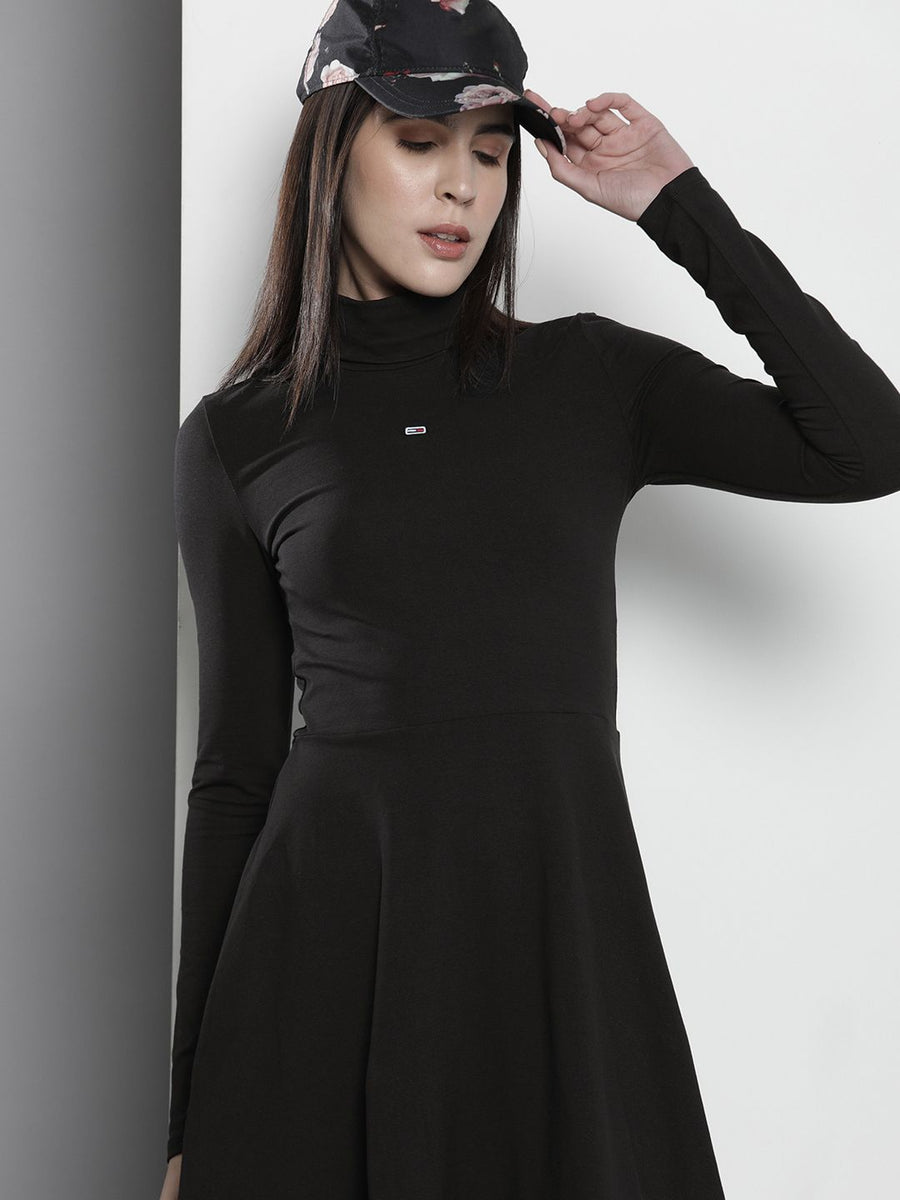 Tommy Hilfiger Solid High-Neck Fit & Flare Dress