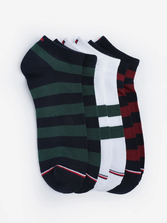 Tommy Hilfiger 3-Pcs Striped Ankle-Length Socks