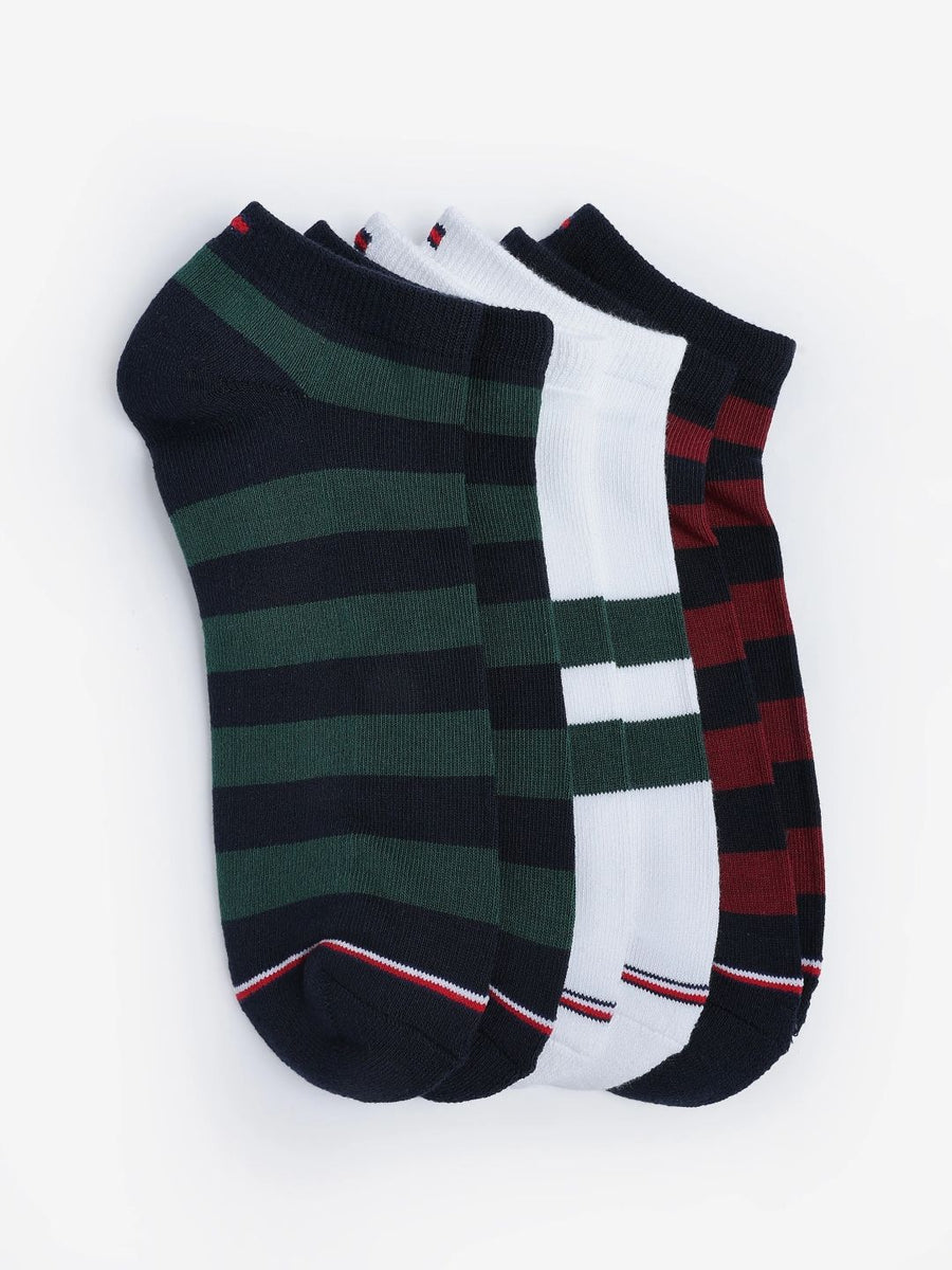 Tommy Hilfiger 3-Pcs Striped Ankle-Length Socks