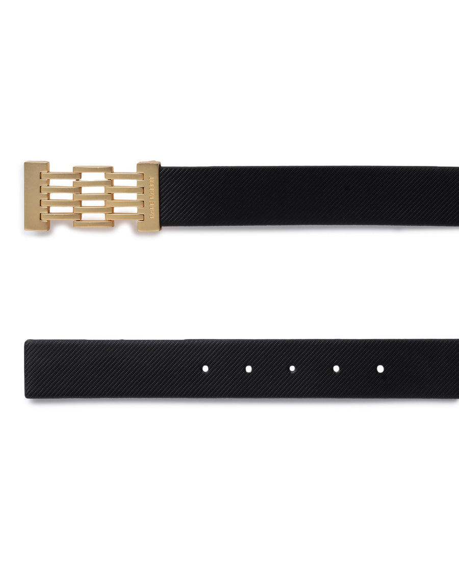Rare Rabbit Men's Ribs Black Belt Leather