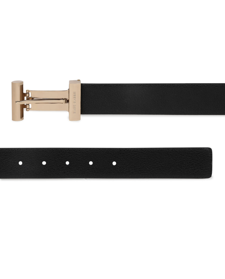 Rare Rabbit Men's Fred Black Belt Leather