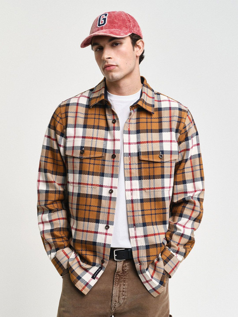 GANT Men Spread Collar Checked Cotton Casual Shirt