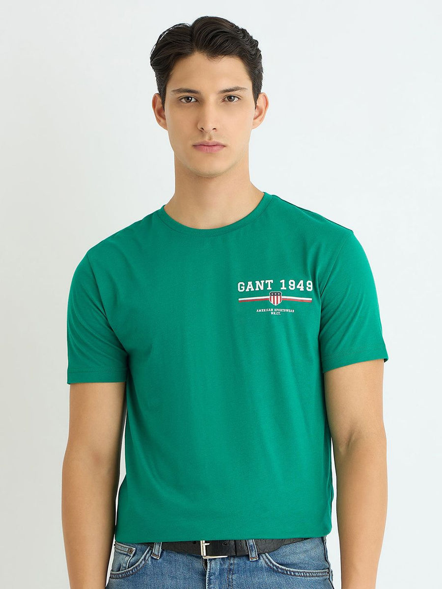 GANT Typography Printed Round Neck Pure Cotton T-shirt