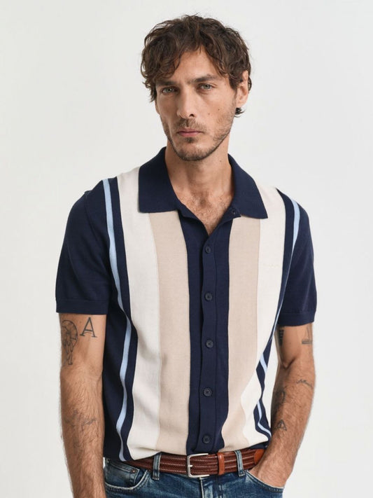 GANT Men Colorblocked Polo Collar Cotton T-shirt