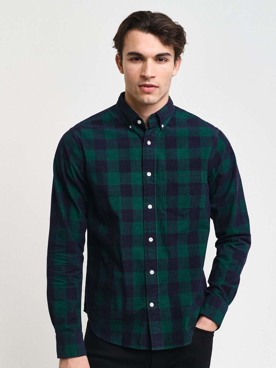 GANT Men Button-Down Collar Buffalo Checked Cotton Casual Shirt