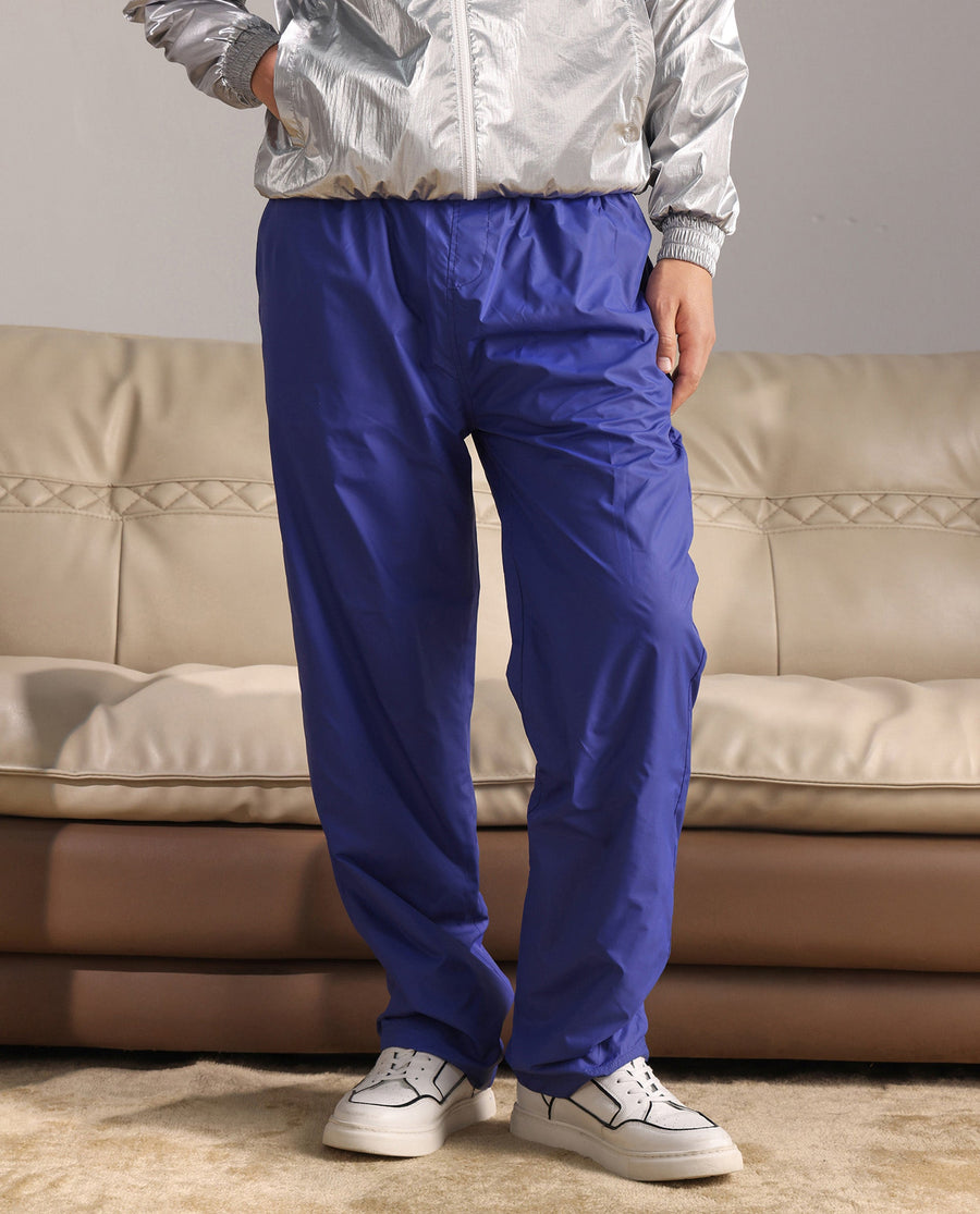 Rare Rabbit Men's Albi-B Blue Cotton Plain Relaxed Fit Track Pant