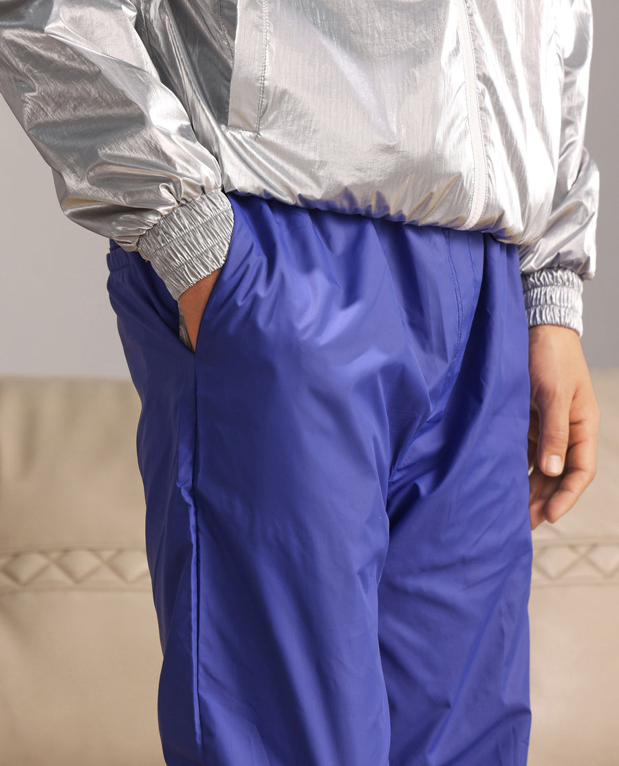 Rare Rabbit Men's Albi-B Blue Cotton Plain Relaxed Fit Track Pant