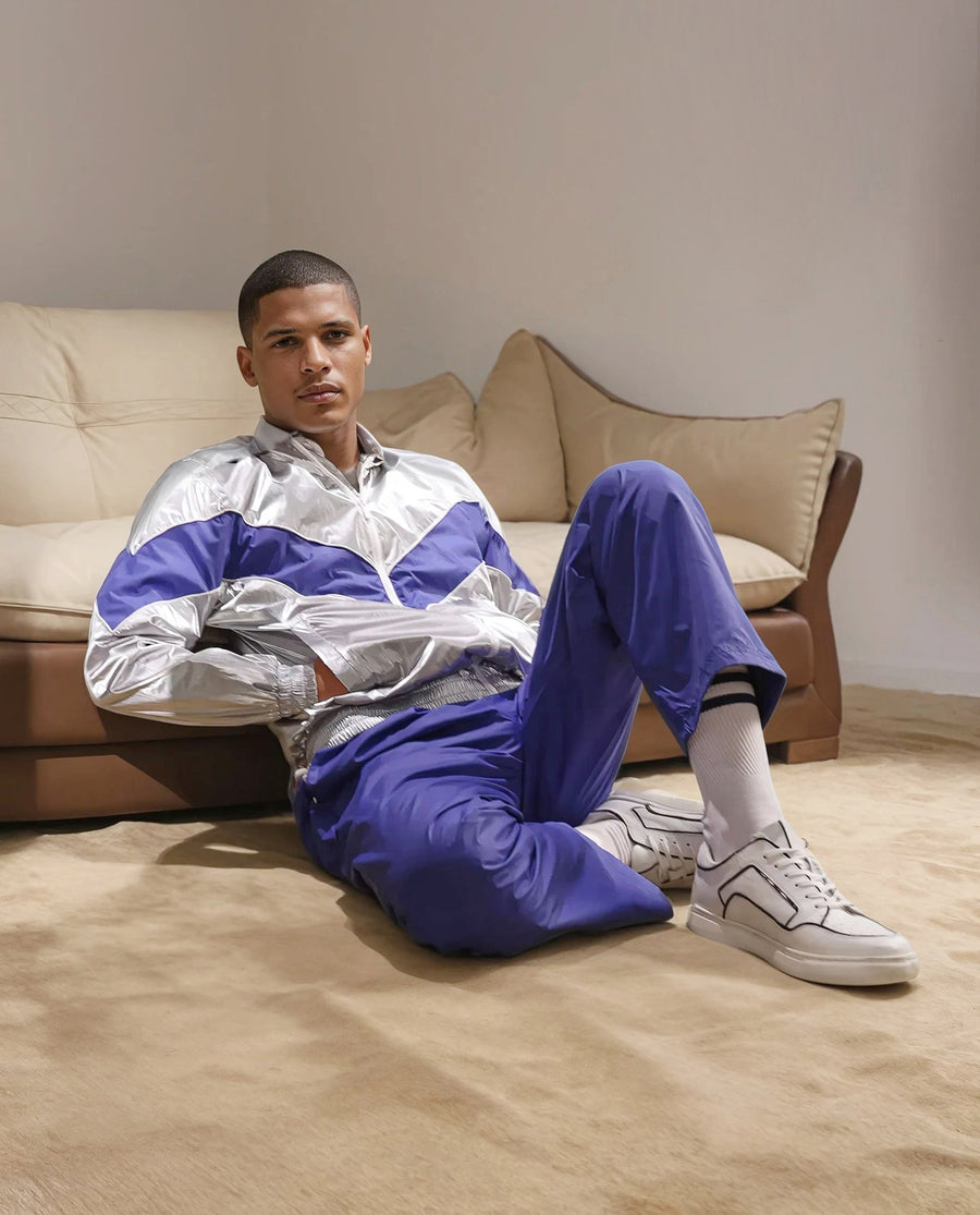 Rare Rabbit Men's Albi-B Blue Cotton Plain Relaxed Fit Track Pant