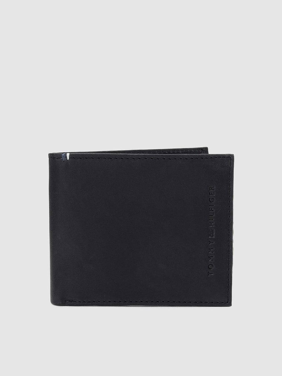 Tommy Hilfiger Men Black Genuine Leather Two Fold Wallet