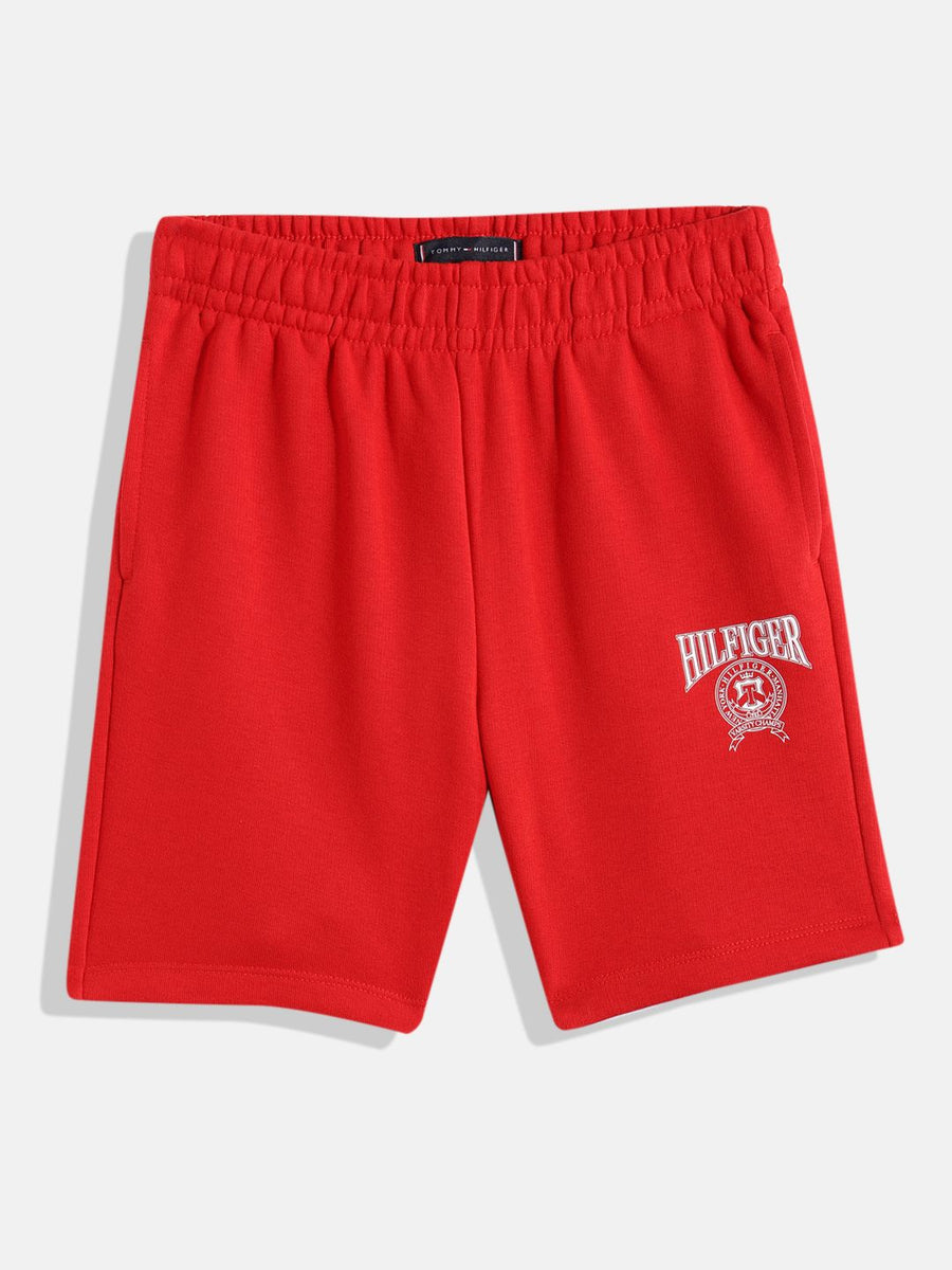 Tommy Hilfiger Boys Brand Logo Print Regular Fit Mid-Rise Knitted Sweat Shorts