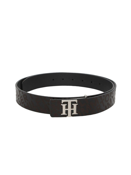 Tommy Hilfiger Men Black Textured Leather Belt