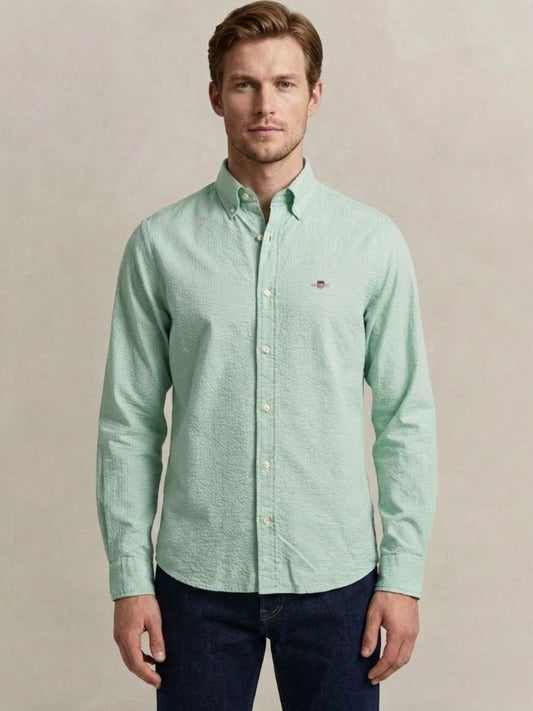 Gant Men Green Solid Regular Fit Pure Cotton Shirt