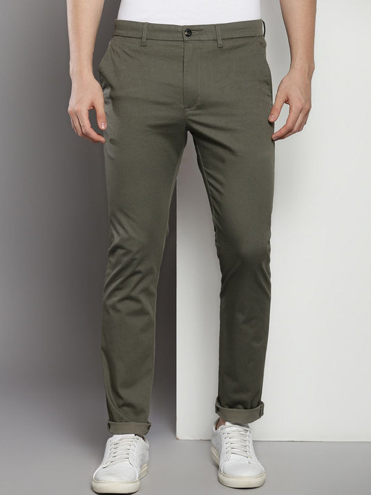 Tommy Hilfiger Men Printed Mid-Rise Slim Fit Chinos Trousers