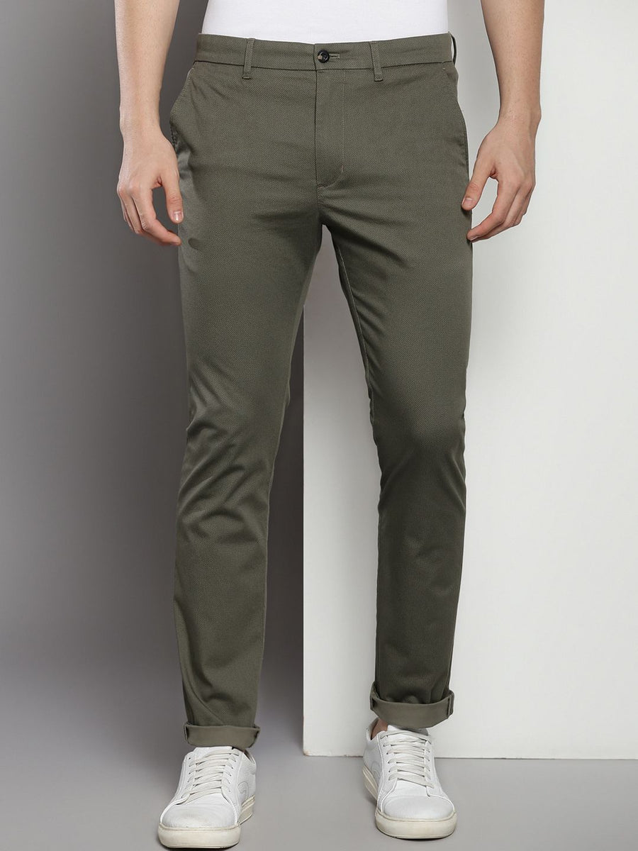 Tommy Hilfiger Men Printed Mid-Rise Slim Fit Chinos Trousers