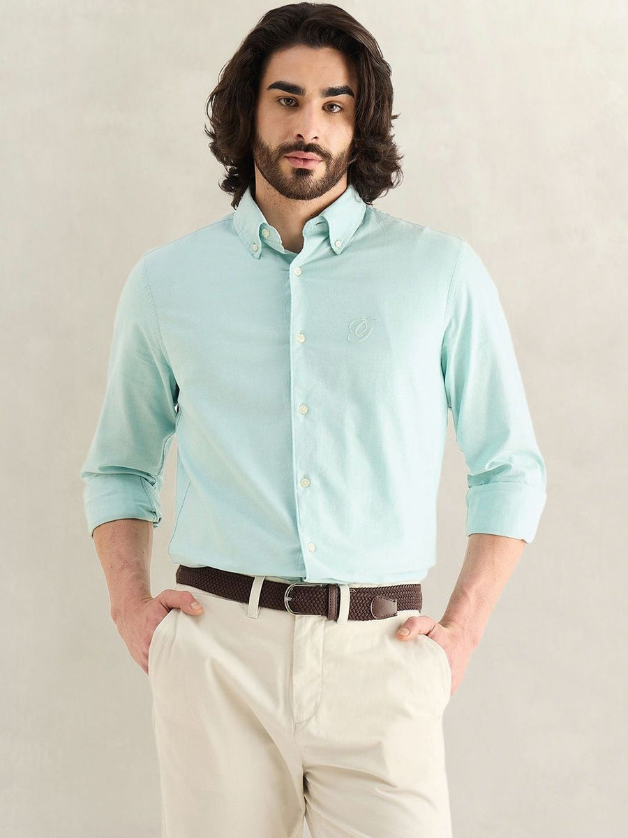Gant Men Green Solid Regular Fit Pure Cotton Shirt