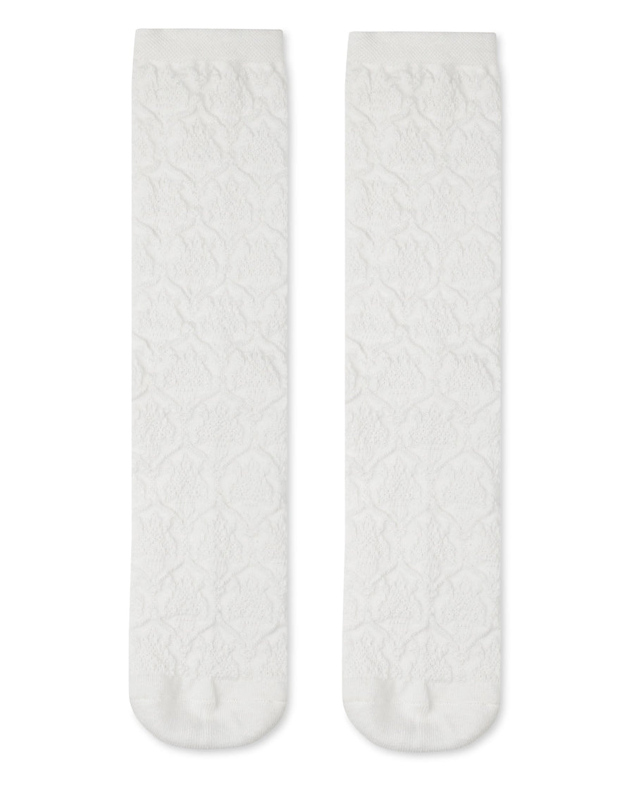 Rare Rabbit Men's Jacq Off White Cotton Fabric Mid Calf Socks