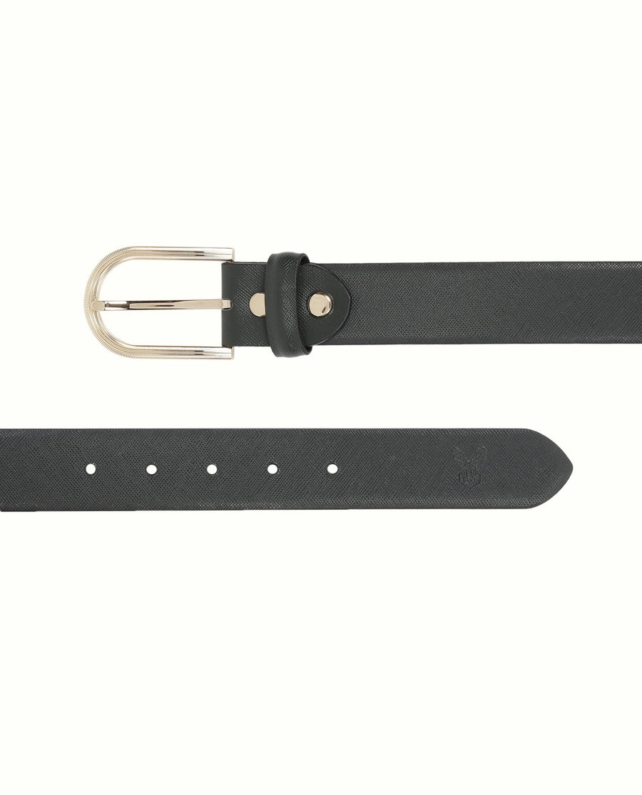 Rare Rabbit Men's Luxur Green Belts Leather Fabric
