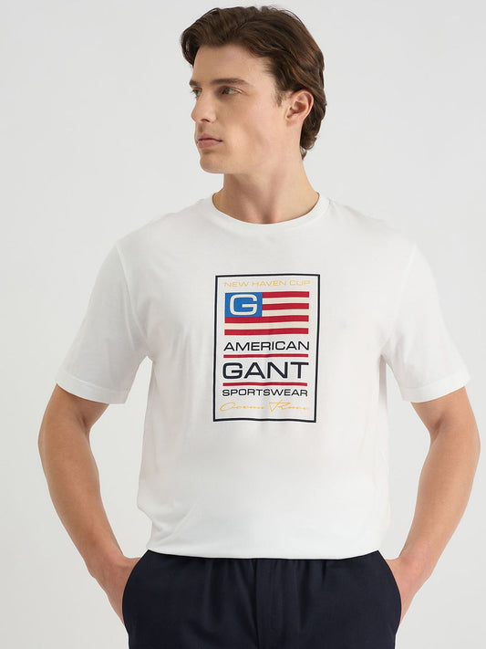 GANT Men Typography Printed Round Neck Cotton T-shirt