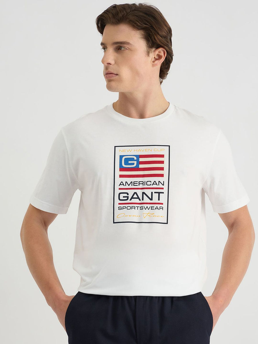 GANT Men Typography Printed Round Neck Cotton T-shirt