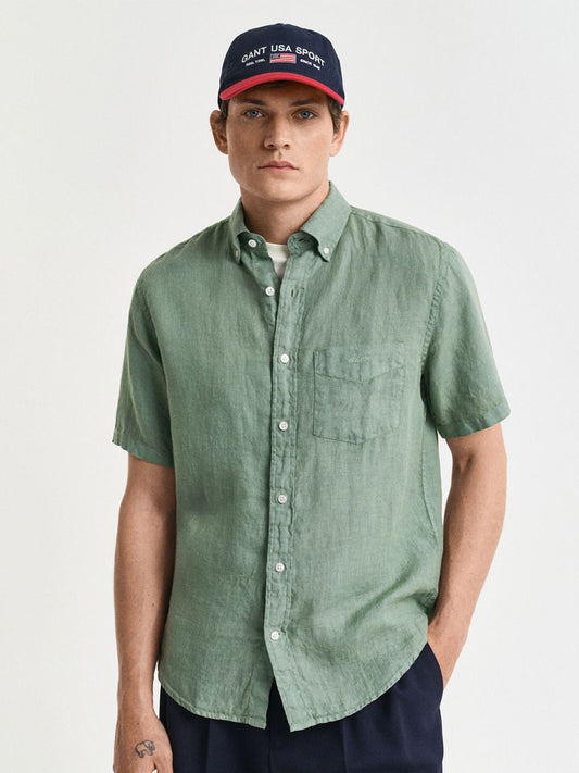 GANT Men Button-Down Regular Garment Dyed Linen Casual Shirt