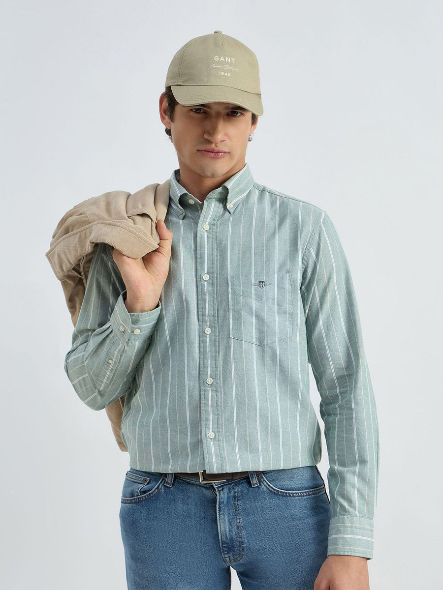 GANT Classic Vertical Striped Button Down Collar Cotton Oxford Shirt