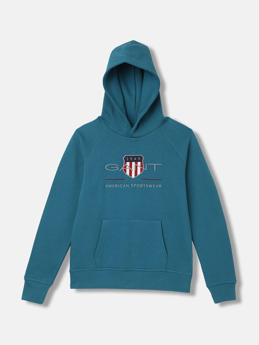 GANT Boys Typography Embroidered Hood Pullover Sweatshirt