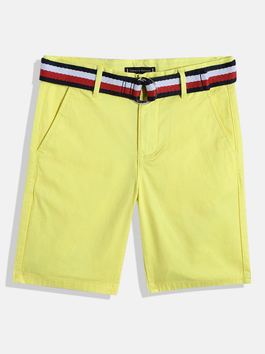 Tommy Hilfiger Boys Self Design Slim Fit Regular Shorts With Belt