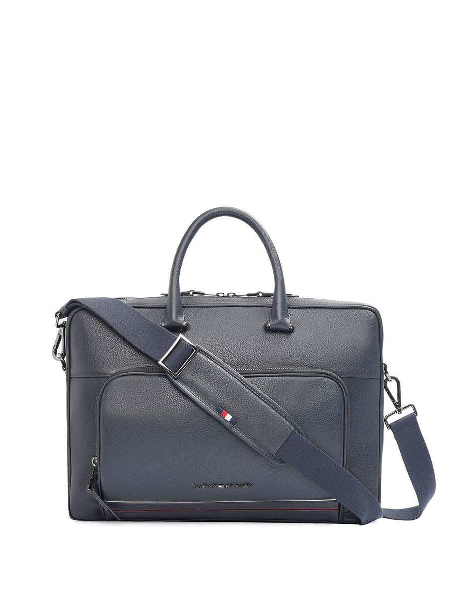 Tommy Hilfiger Unisex Textured Leather Laptop Bag